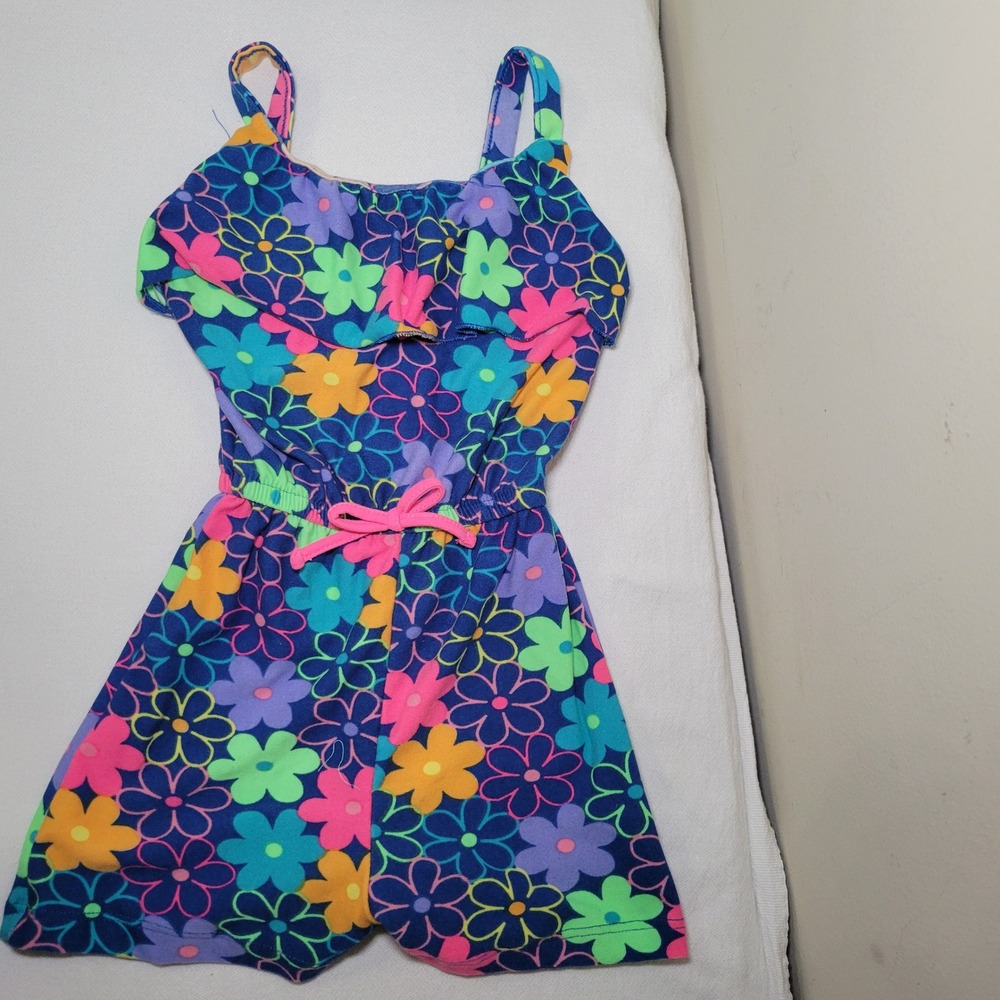 Kidgets Blue Bright Floral Romper‎ Girl's 3T NWOT